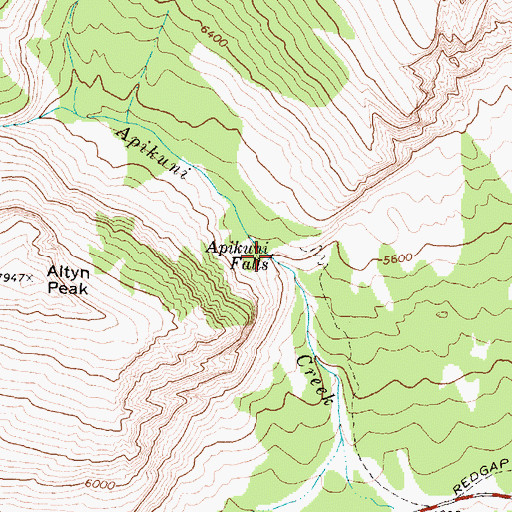 Topographic Map of Apikuni Falls, MT