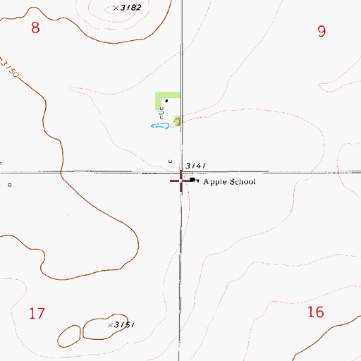 Topographic Map of Apple School (historical), MT