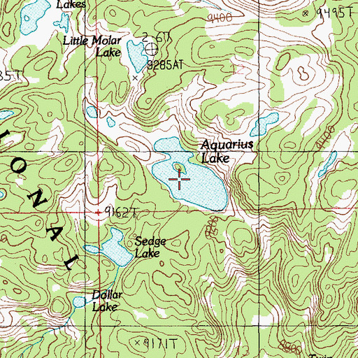 Topographic Map of Aquarius Lake, MT