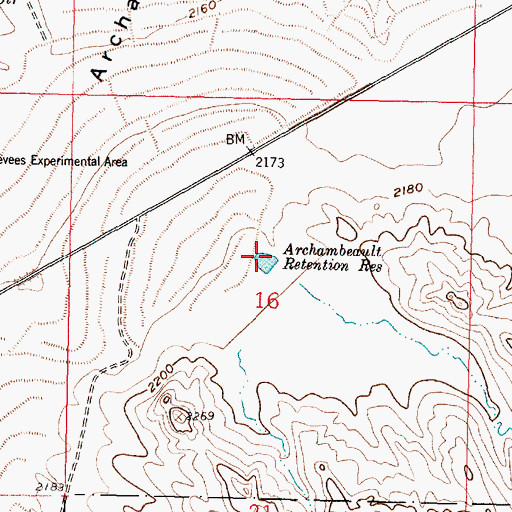 Topographic Map of Archambeault Retention Reservoir, MT