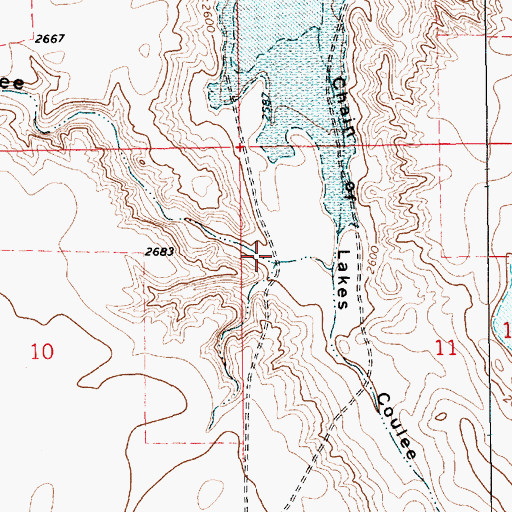 Topographic Map of Archie Coulee, MT