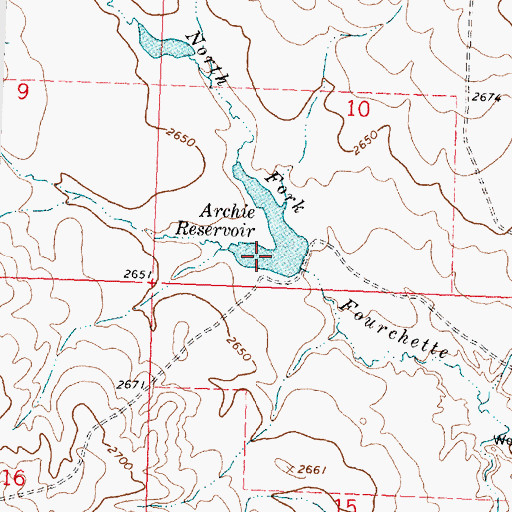 Topographic Map of Archie Reservoir, MT