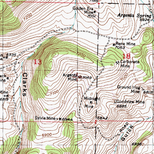Topographic Map of Argenta Mine, MT