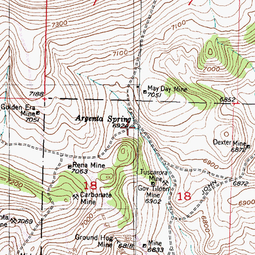 Topographic Map of Argenta Spring, MT