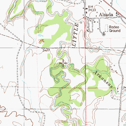 Topographic Map of Arkansas Creek, MT