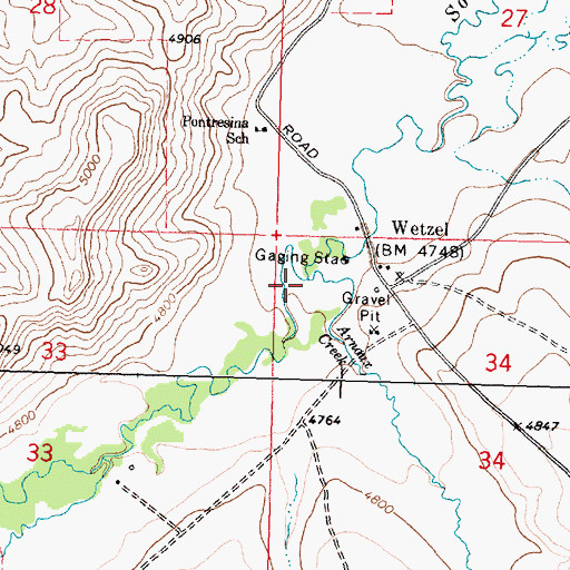 Topographic Map of Arnoux Creek, MT