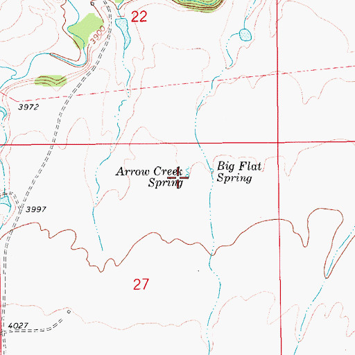 Topographic Map of Arrow Creek Spring, MT