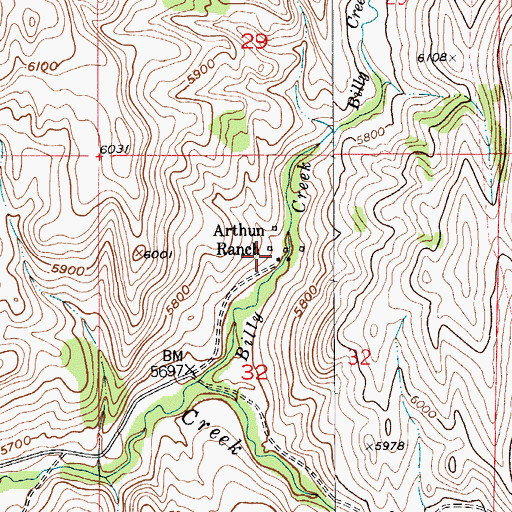 Topographic Map of Arthun Ranch, MT