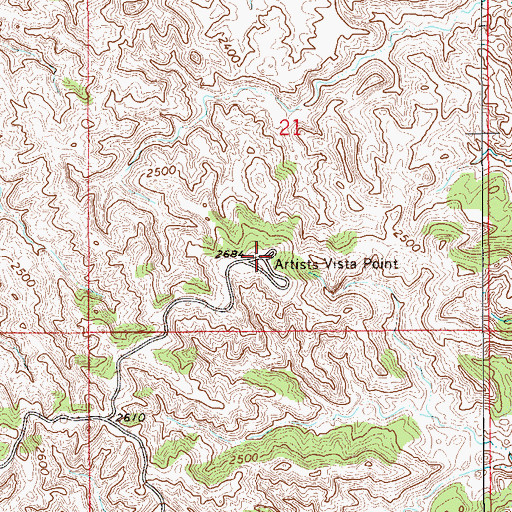 Topographic Map of Artists Vista Point, MT
