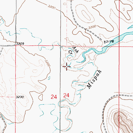Topographic Map of Ash Creek, MT