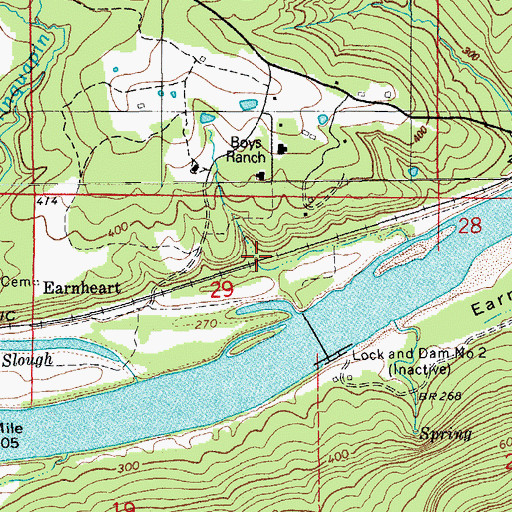 Topographic Map of Earnheart, AR