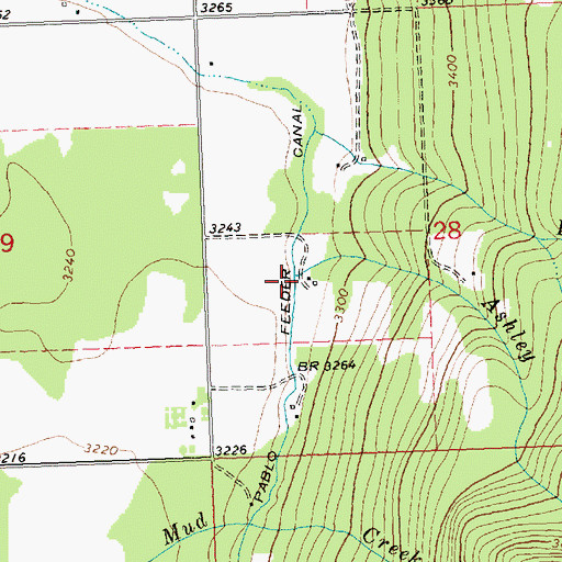 Topographic Map of Ashley Creek, MT