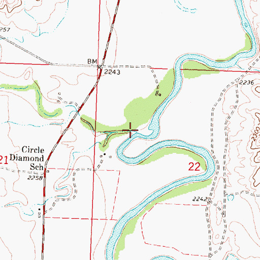 Topographic Map of Assiniboine Creek, MT