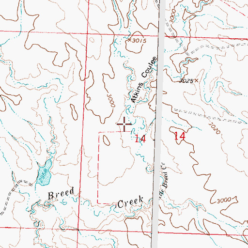 Topographic Map of Atkins Coulee, MT