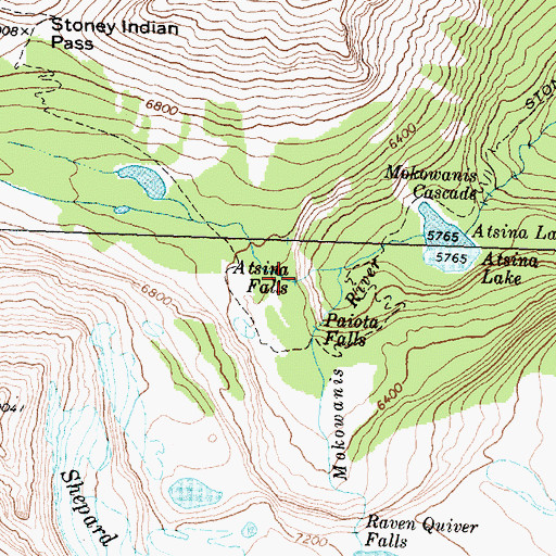 Topographic Map of Atsina Falls, MT