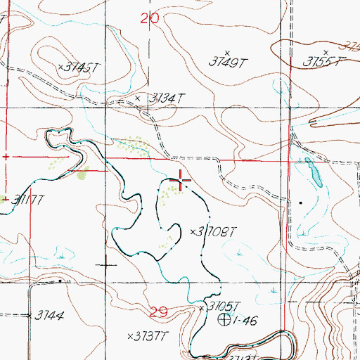 Topographic Map of Aubrey Crossing, MT