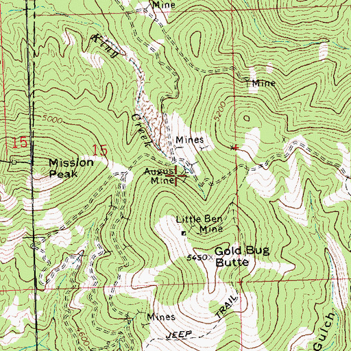 Topographic Map of August Mine, MT