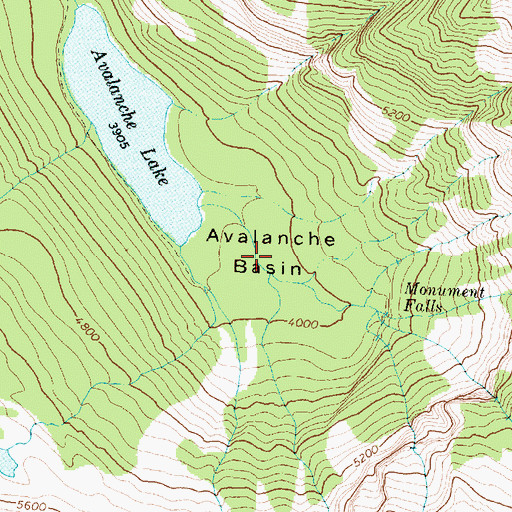 Topographic Map of Avalanche Basin, MT