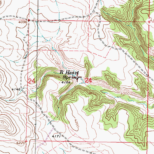 Topographic Map of B Heart Spring, MT