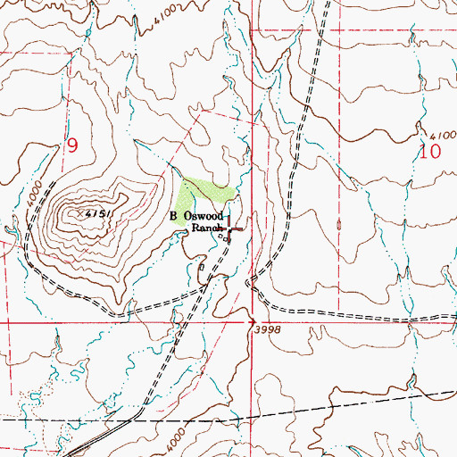 Topographic Map of B Oswood Ranch, MT