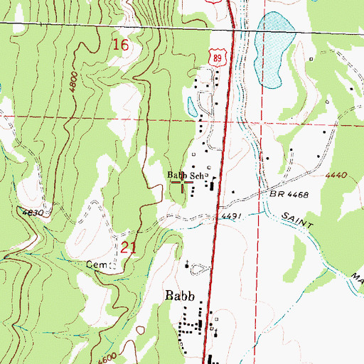 Topographic Map of Babb School, MT