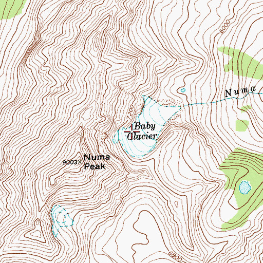 Topographic Map of Baby Glacier, MT