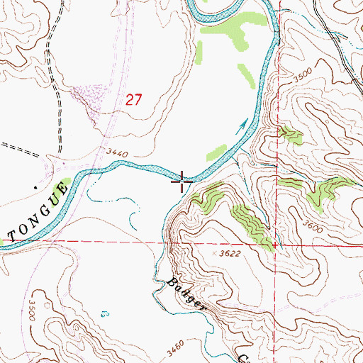 Topographic Map of Badger Creek, MT