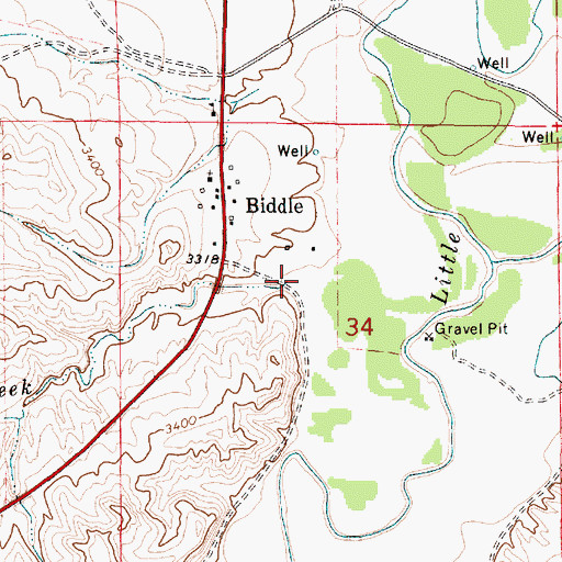Topographic Map of Badger Creek, MT