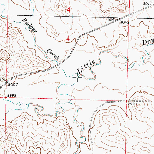 Topographic Map of Badger Creek, MT