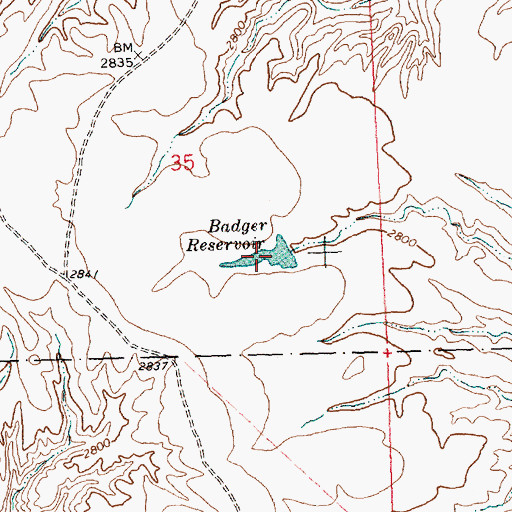 Topographic Map of Badger Reservoir, MT