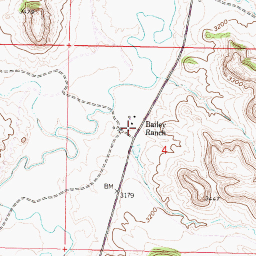 Topographic Map of Bailey Ranch, MT