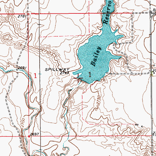 Topographic Map of Bailey Reservoir, MT