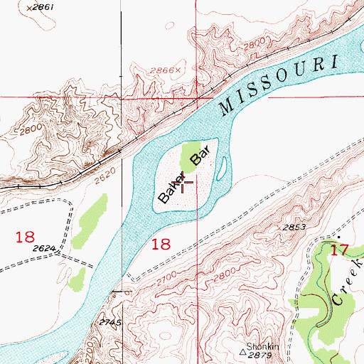 Topographic Map of Baker Bar, MT