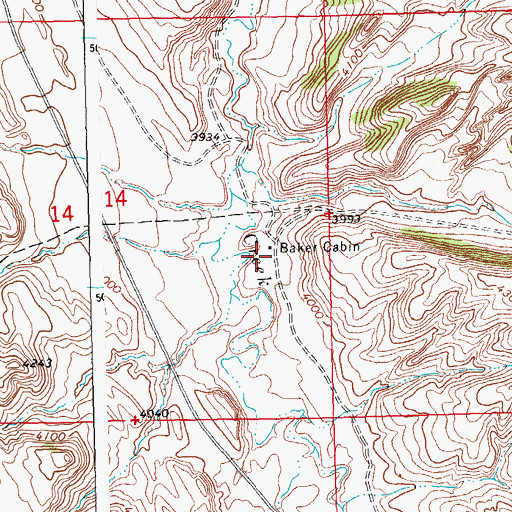 Topographic Map of Baker Cabin, MT
