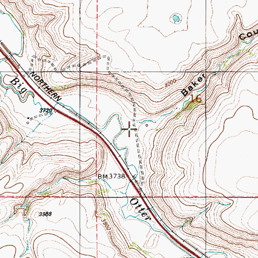 Topographic Map of Baker Coulee, MT