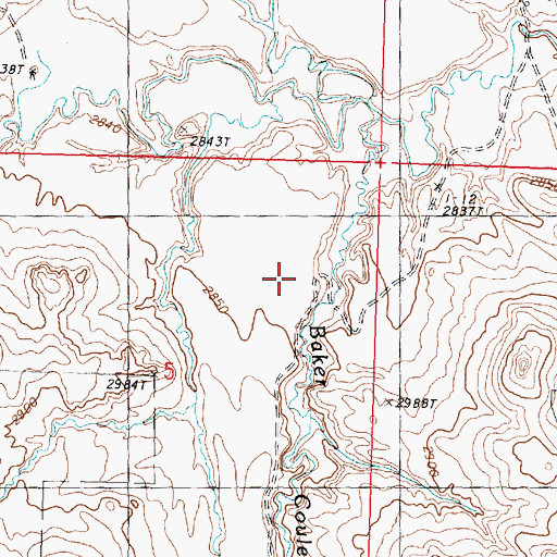 Topographic Map of Baker Coulee, MT