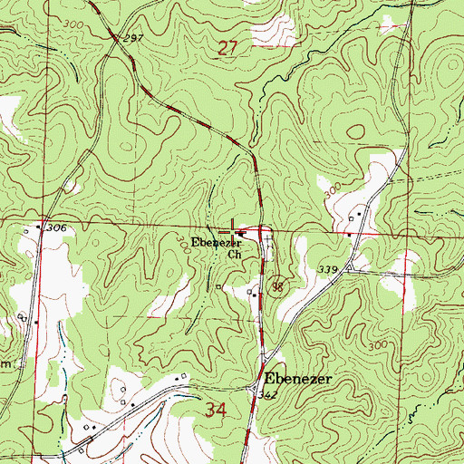 Topographic Map of Ebenezer United Methodist Church, AR