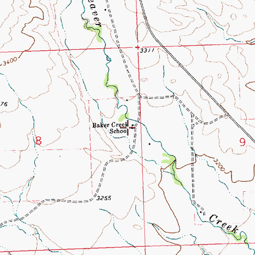 Topographic Map of Baker Creek School (historical), MT