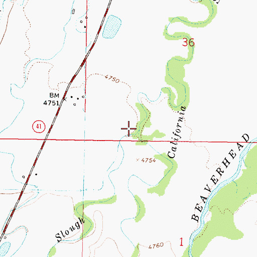 Topographic Map of Baker Slough, MT