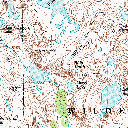 Topographic Map of Bald Knob, MT
