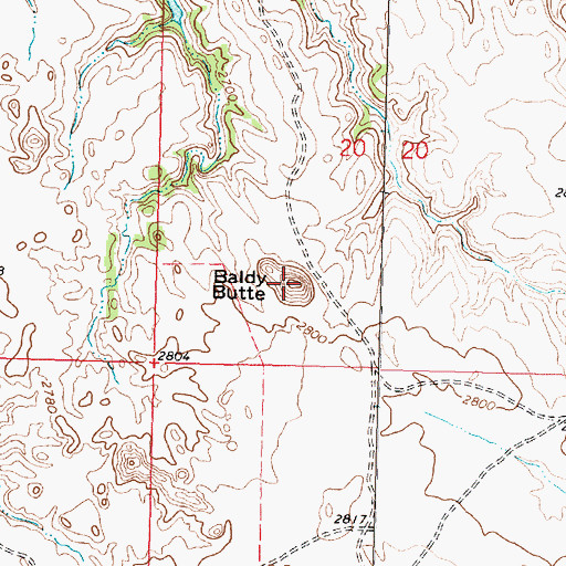 Topographic Map of Baldy Butte, MT
