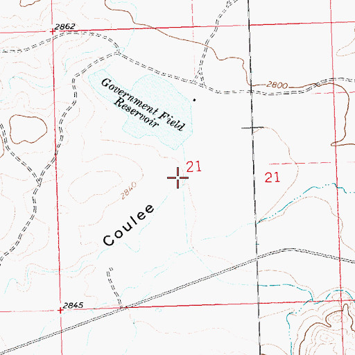Topographic Map of Ball Coulee, MT