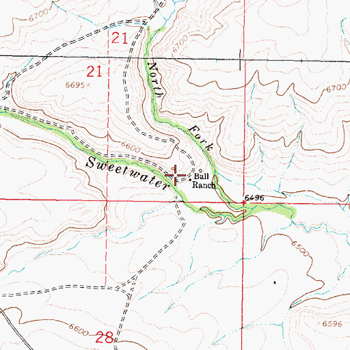 Topographic Map of Ball Ranch, MT