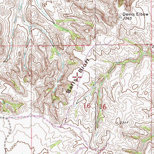 Topographic Map of Balls Bluff, MT