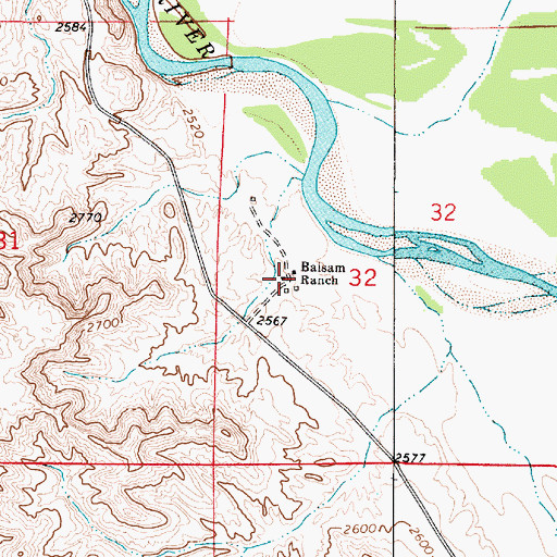 Topographic Map of Balsam Ranch, MT