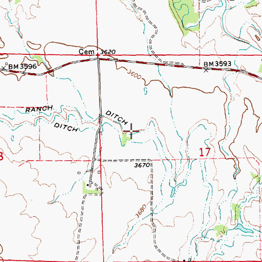 Topographic Map of Bank Ranch Ditch, MT
