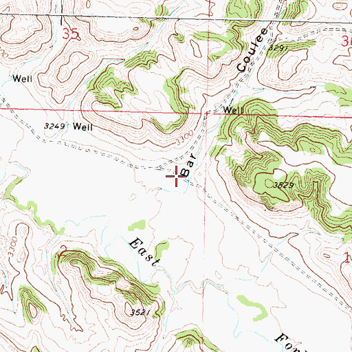Topographic Map of Bar Coulee, MT