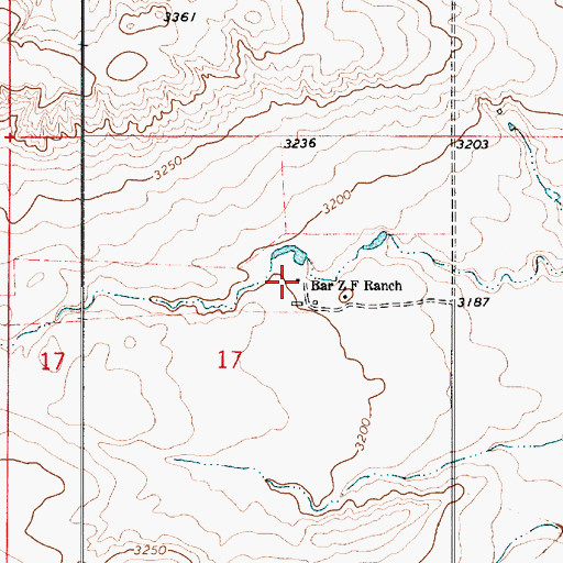 Topographic Map of Bar Z F Ranch, MT
