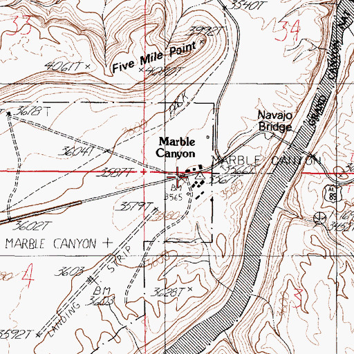 Topographic Map of Marble Canyon Lodge, AZ