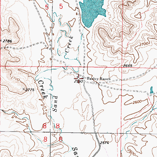 Topographic Map of Barley Ranch, MT